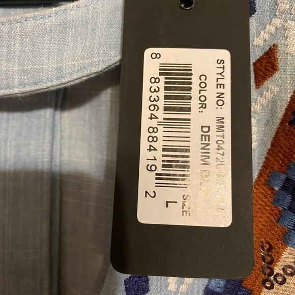 NWT Miss Me ladies light blue top, with embroidery around the neck and front - Picture 8 of 8